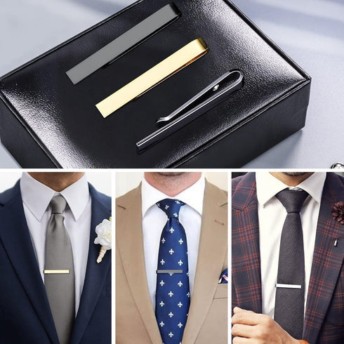 Roctee 3 Pack Skinny Tie Bar Clip Set, Suit Tie Clips for Men, Tie Necktie Clasp Pinch Clip on Tie, Suitable for Business Metting Wedding Annivers...